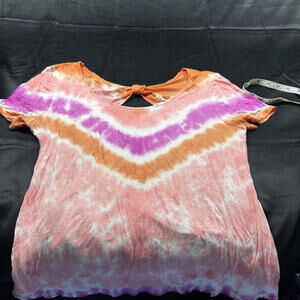 No Boundaries WOMENS short sleeve pink and orange tie dye shirt